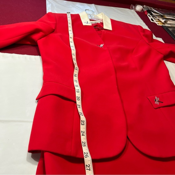 John Meyer of Norwich RED Dragonfly Blazer Skirt SET Business Suit Women’s Sz 12 - Picture 9 of 16